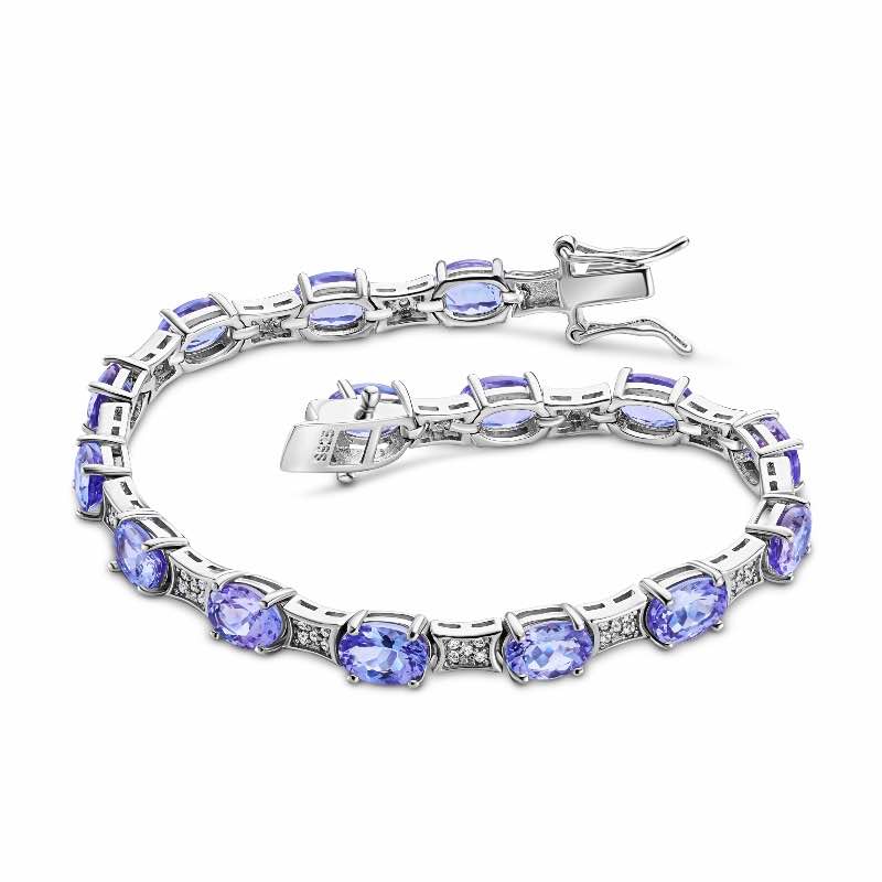 Sterling Silver Tanzanite and Diamond Bracelet